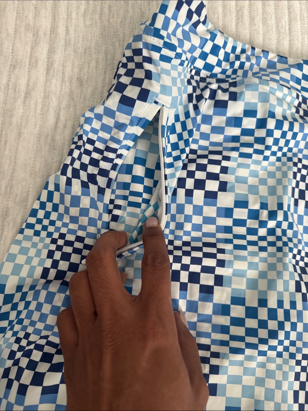Blue Checkered A-Line Women's Skirt - Picture 4 of 12